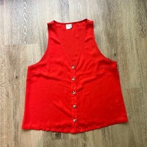 Sleeveless button up dress shirt - bright orange